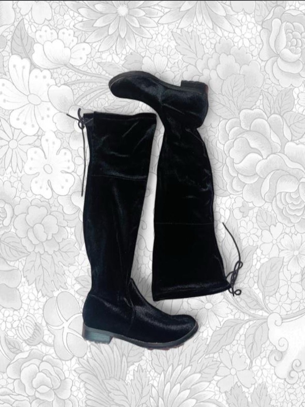 Shoe Dazzle Black Over-the-Knee Velvet Boots